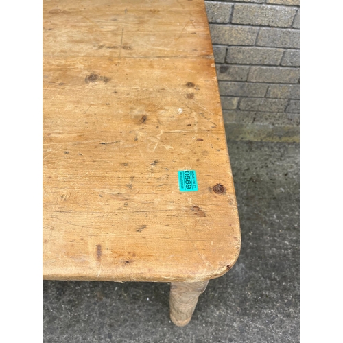 569 - Antique Pine Kitchen or Bar Table (128 cm W x 70cm H x 90 cm H)