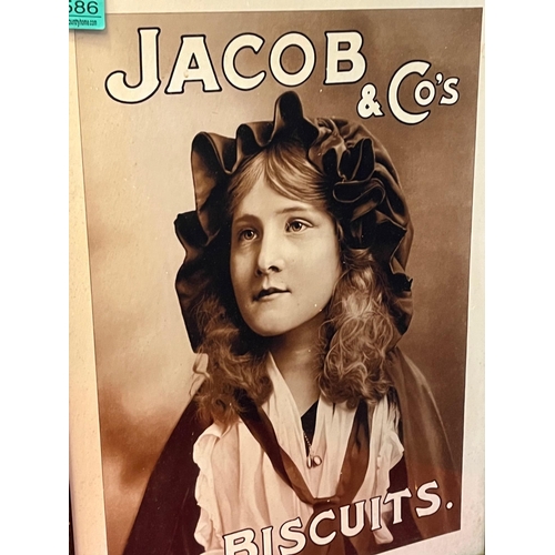 586 - Vintage Jacob & Co Biscuit Pictural Advertisement (46 cm W x 60 cm H)