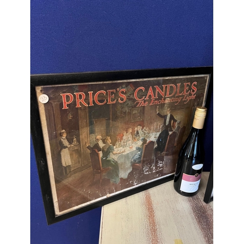 603 - Two Original Price's Candles Pictural Advertisement (Largest 56 cm W x 40 cm H)