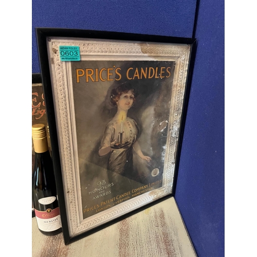 603 - Two Original Price's Candles Pictural Advertisement (Largest 56 cm W x 40 cm H)