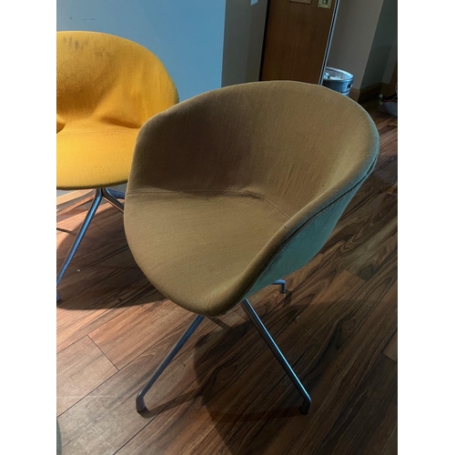 620 - Four Mid Century Swivel Chairs, Aluminium Bases, Variation in Upholstery