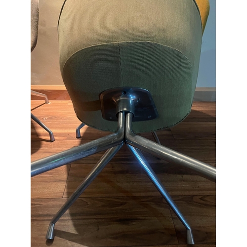 620 - Four Mid Century Swivel Chairs, Aluminium Bases, Variation in Upholstery