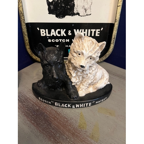 635 - Vintage Black & White Whisky Tray and a Bar Ornament