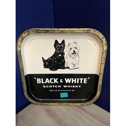 635 - Vintage Black & White Whisky Tray and a Bar Ornament