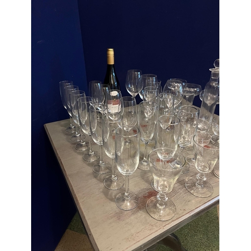 638 - Collection of Glasses including a Set of Ten Champagne Flutes