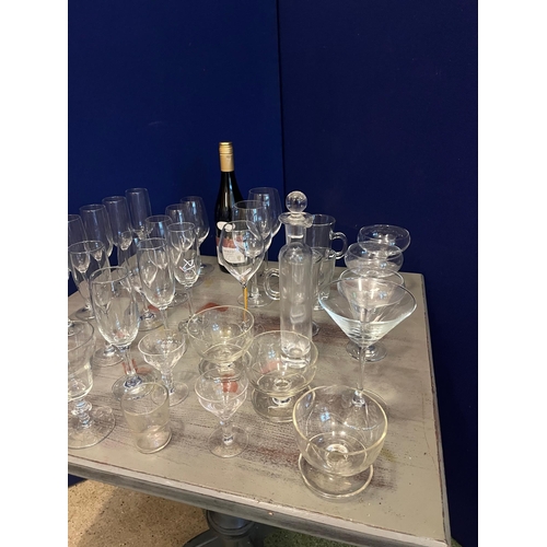 638 - Collection of Glasses including a Set of Ten Champagne Flutes