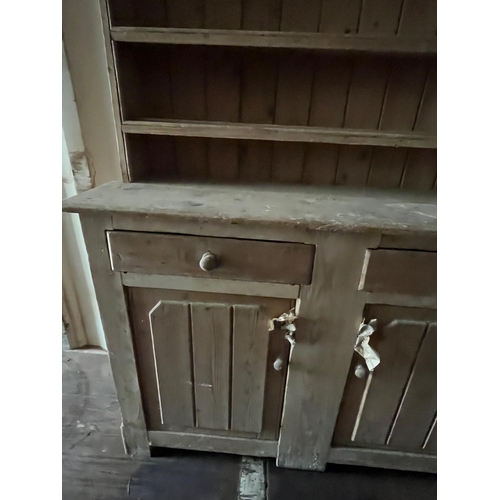 652 - Antique Stripped Pine Dresser (136 cm W x 200 cm H x 46 cm D)