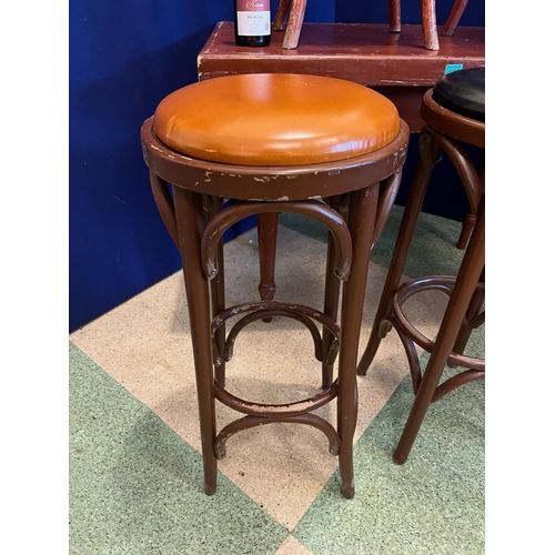 658 - Three Tall Bentwood Stools and Two Low (Tallest 80 cm H)