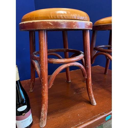 658 - Three Tall Bentwood Stools and Two Low (Tallest 80 cm H)