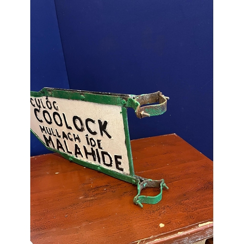 675 - Rare Original Finger Road Sign, Coolock Malahide (85 cm W x 39 cm H)