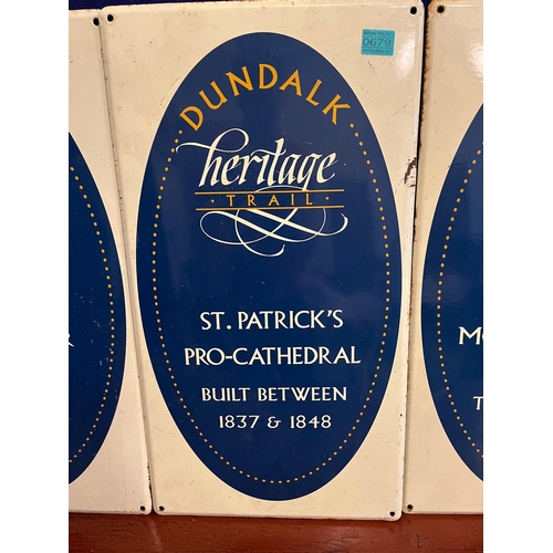 679 - Set of Three Enamel Signs, Dundalk Heritage Trail (Each 35 cm W x 65 cm H)