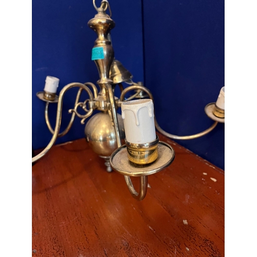 694 - Vintage Brass Five Branch Centre Light