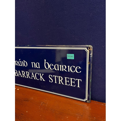 696 - Barrack Street Enamel Street Sign (70 cm W x 30cm H)