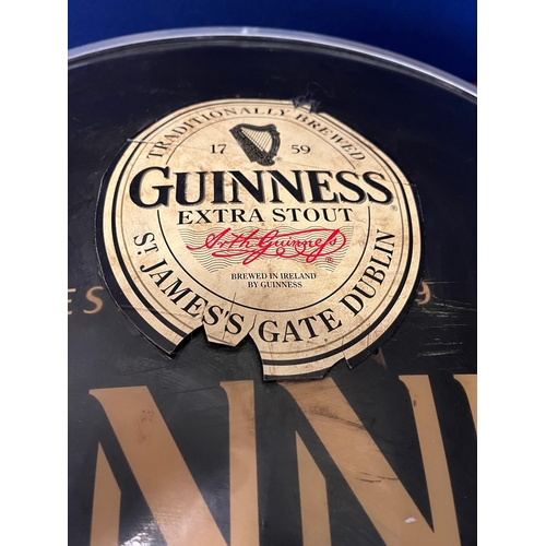 697 - Vintage Guinness Wall Mounted Plastic Circular Light Sign (damage to one side) (78 cm W x 72 cm H)