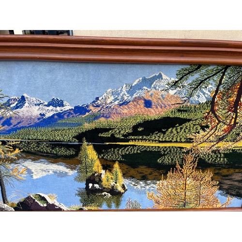 730 - Large Framed Rug in Hard Wood  Frame (197 cm W x 107 cm H)