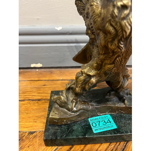 734 - Bronze Figure of an Eagle with Prey (28 cm W x 27 cm H)