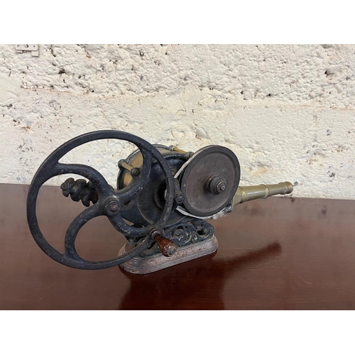 748 - Unusual 19th Century Brass and Iron Fire Fan