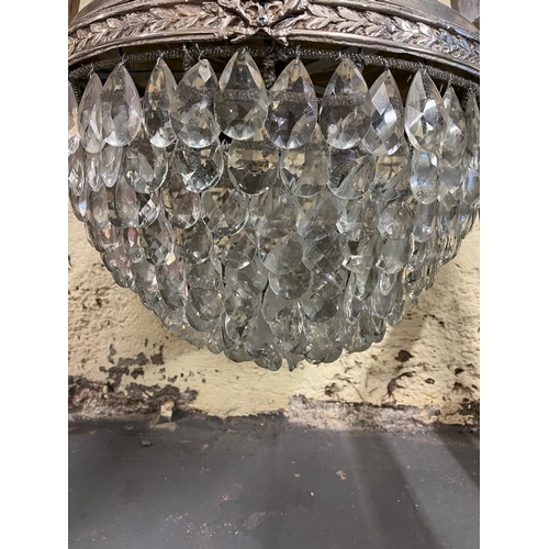 758 - Very Decorative Silver and Glass Bag Chandelier