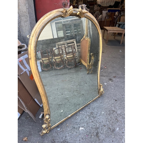 775 - Fine Victorian Shaped Gilt Mirror with Floral Decoration on Bun Feet (127 cm W x 148 cm H)