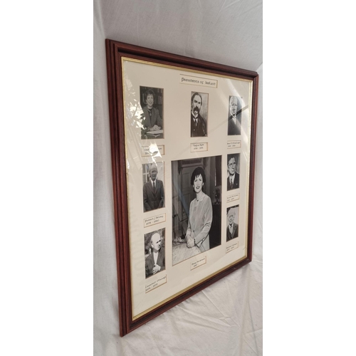 555 - Large Framed Photographic Presentation, Presidents of Ireland 1938 - 1997 (60cm W x 67cm H)