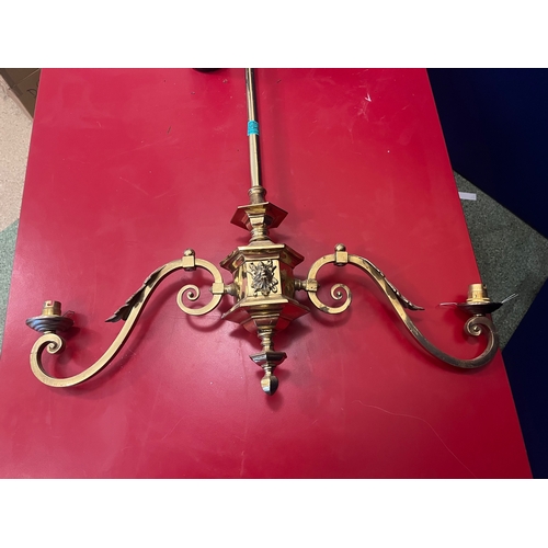 545 - Quality Brass Two Tier Ceiling Light (70 cm W x 120 cm H)