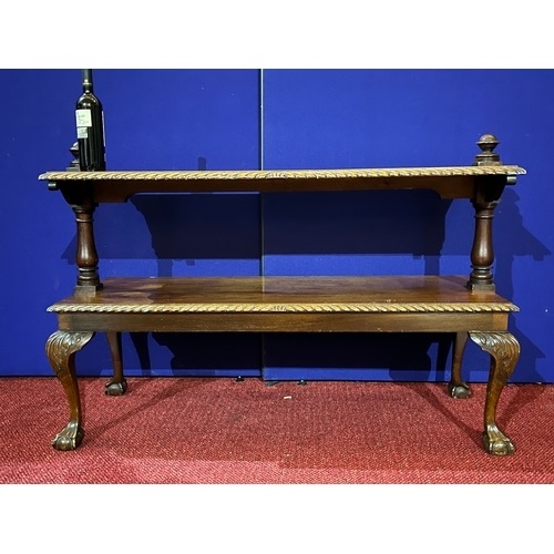 780 - Rich Mahogany 2 Tier Chippendale style Mahogany Two Tier Side Table (138cm w x 92cm H x 50cm D)