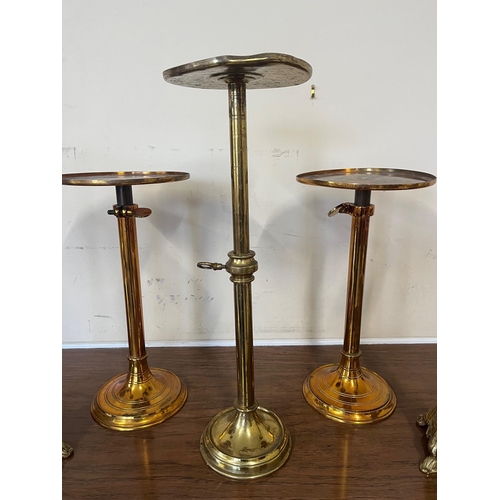 1 - Pair of Ecclesiastical Candle Sticks and Three Adjustable Brass Stands (Candle Sticks 42 cm H)