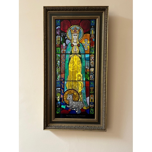 102 - Our Lady Queen of Ireland, Stained Glass Style Picture (42 cm W x 62 cm H)