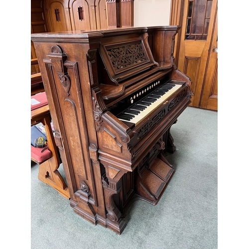 112 - Walnut Organ, Burdett Organ Company, Retailed by Piggott & Co Dublin (Working) (120 cm W x 125 cm H ... 