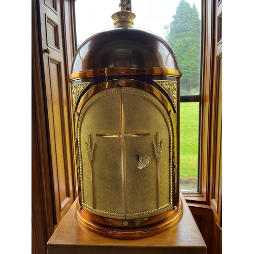 118 - Brass and Gilded Brass Tabernacle with Key (40 cm W x 70 cm H)