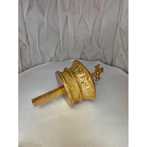 118 - Brass and Gilded Brass Tabernacle with Key (40 cm W x 70 cm H)