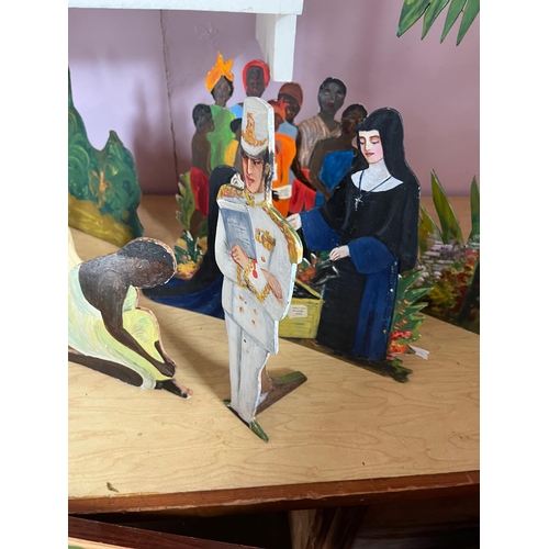137 - Crib Figures and a Collection of Wooden Cut-Outs, Pencils and Paintbrushes