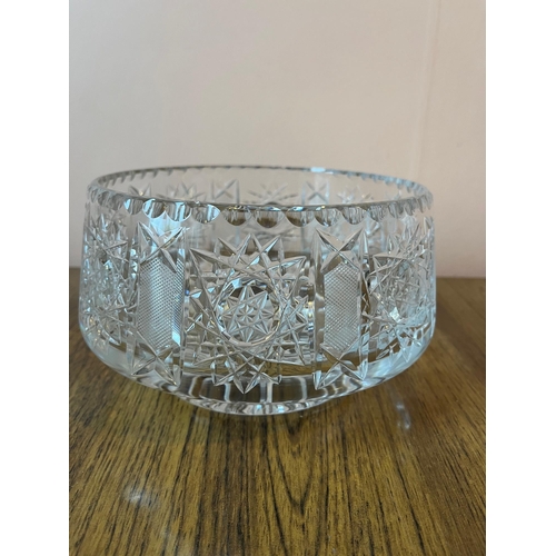 14 - Finely Detailed Cut Glass Bowl and a Flower Bowl  (Glass 20 cm W)