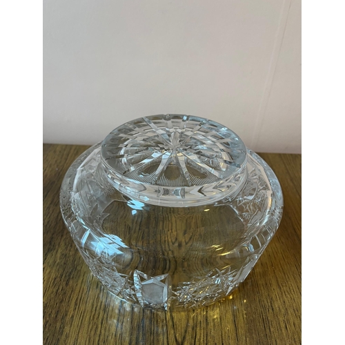 14 - Finely Detailed Cut Glass Bowl and a Flower Bowl  (Glass 20 cm W)