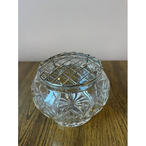 14 - Finely Detailed Cut Glass Bowl and a Flower Bowl  (Glass 20 cm W)
