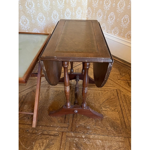 152 - Folding Occasional Table with Tapestry Top and a Low Double Drop Leaf Occasional Table (Tapestry 42 ... 