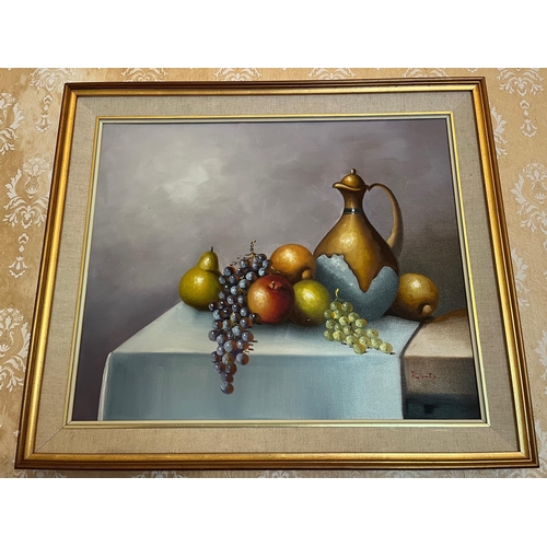 154 - Still Life of Fruit, Oil on Canvas (72 cm W x 61 cm H)