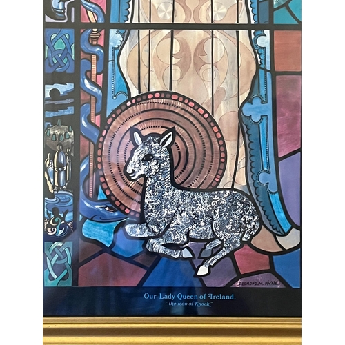 155 - Our Lady Queen of Ireland, Stained Glass Style Print (31 cm W x 66 cm H)