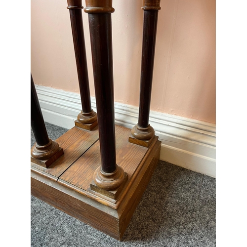 22 - Antique Pitch Pine Gothic Pedestal (50 cm W x 105 cm H x 50 cm D)