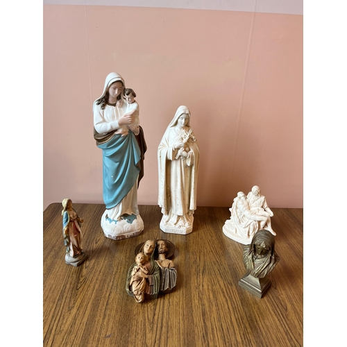 26 - Collection of Religious Statues including St. Therese and The Pieta (Tallest 52 cm H)