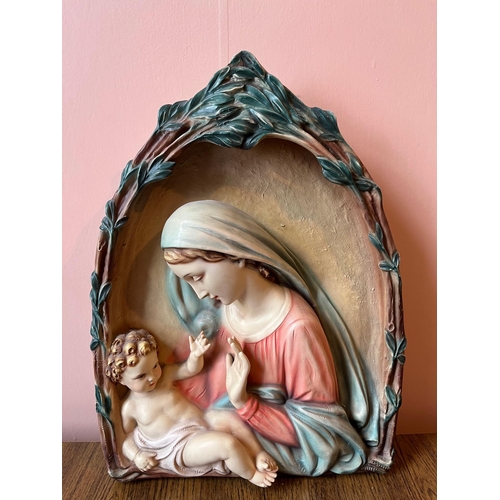 28 - Hanging Sculpture - Mary with Baby Jesus (32 cm W x 44 cm H)