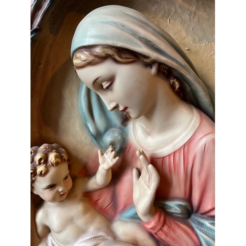 28 - Hanging Sculpture - Mary with Baby Jesus (32 cm W x 44 cm H)