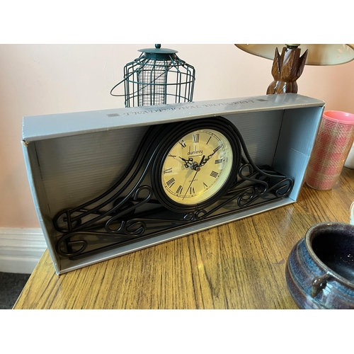 38 - Collection of Items including a Wrought Iron Clock, Elephant Design Lamp etc.