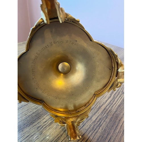 44 - Gilded Brass Monstrance with Ruby Cabochons and Original Case (29 cm W x 73 cm H)