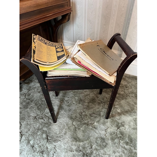50 - Vintage Piano Stool with Opening Seat and a Collection of Song Books and Sheet Music (62 cm W x 62 c... 