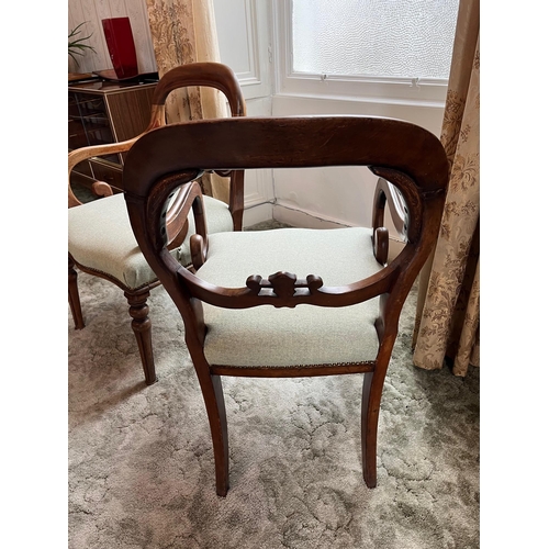 51 - Pair of Victorian Mahogany Spoon Back Carver Armchairs with Upholstered Seat Embellished with Brass ... 