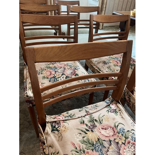 54 - Set of Eight Mid Century Ladder Back Dining Chairs, Four of which have been Re Upholstered (78 cm H)