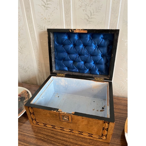 67 - Walnut Lift Top Box and Two Decorative Plates