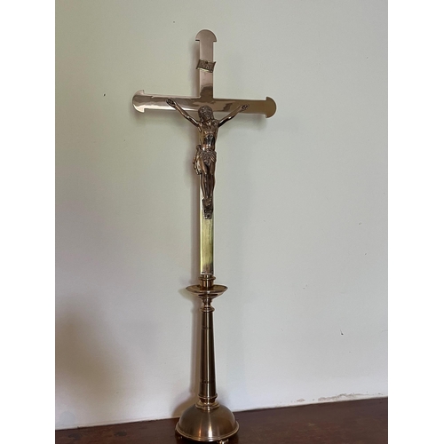 89 - Brass Crucifix Adapting to Become a Candle Stick (83 cm H)