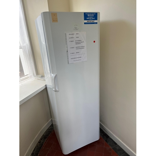 169 - Indesit Fridge, As New (60 cm W x 174 cm H)